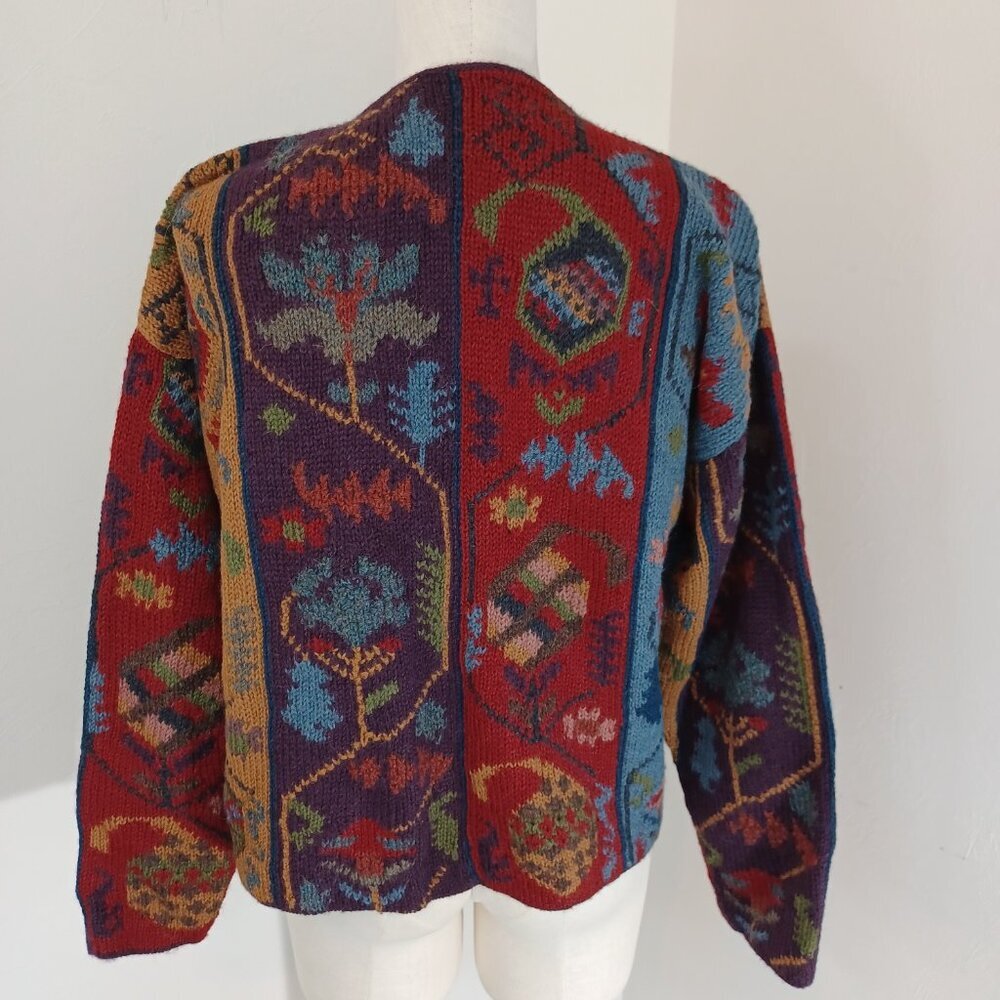 Peruvian Connection Cardigan Sweater 100% Alpaca Button Front Womens Large - Picture 8 of 13